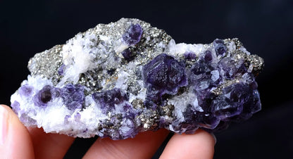 66.35g NEWLY DISCOVERED RARE PURPLE FLUORITE & PYRITE CRYSTAL MINERAL SPECIMEN