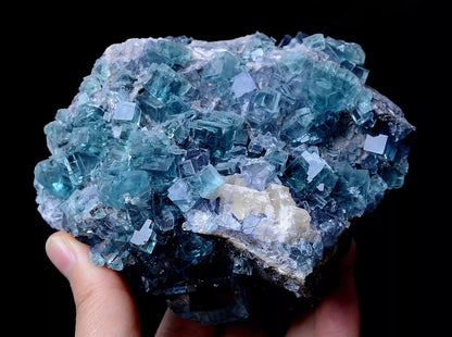 914g Rare Transparent Blue Fluorite Secondary Crystallization Mineral Specimen