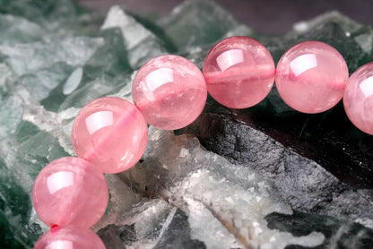 11.5mm Natural Madagascar Rose Quartz Crystal Round Beads Madam Gift  Bracelet