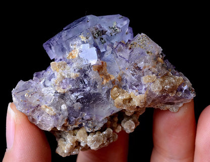 52g YaoGang Xian RARE PURPLE CUBIC FLUORITE & CALCITE SYMBIOTIC MINERAL  SAMPLES