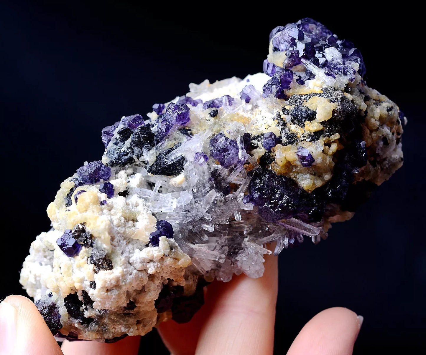 162g  Inner Mongolia New Find Purple Fluorite & Quartz Crystal Mineral Specimen