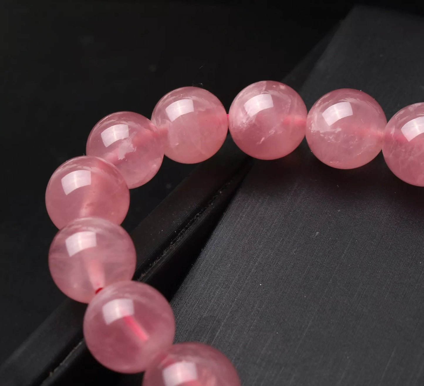 12 mm Natural Madagascar Rose Quartz Crystal Round Beads Madam Gift Bracelet