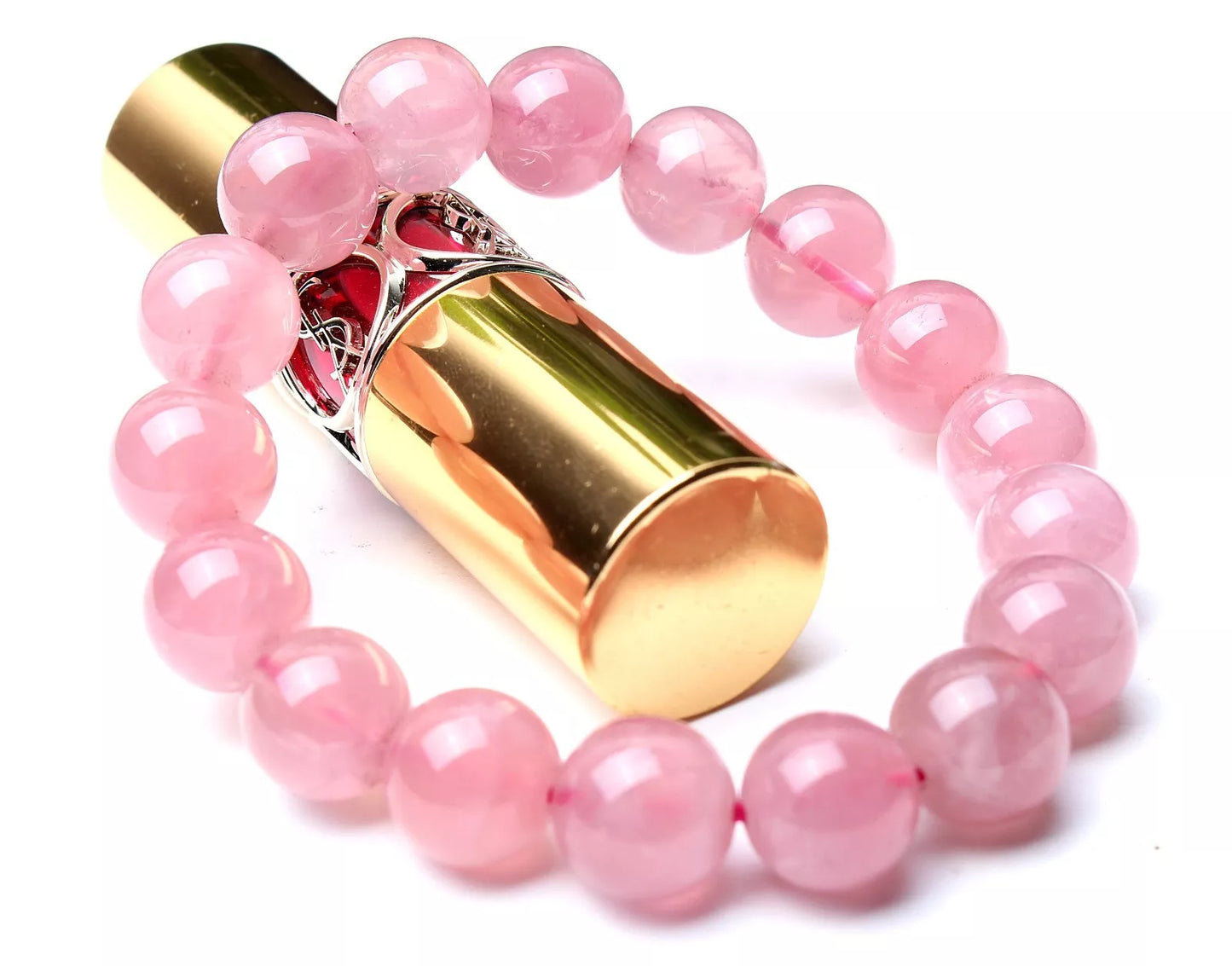 12mm Natural Madagascar Rose Quartz Crystal Round Beads Woman Bracelet  AAAA