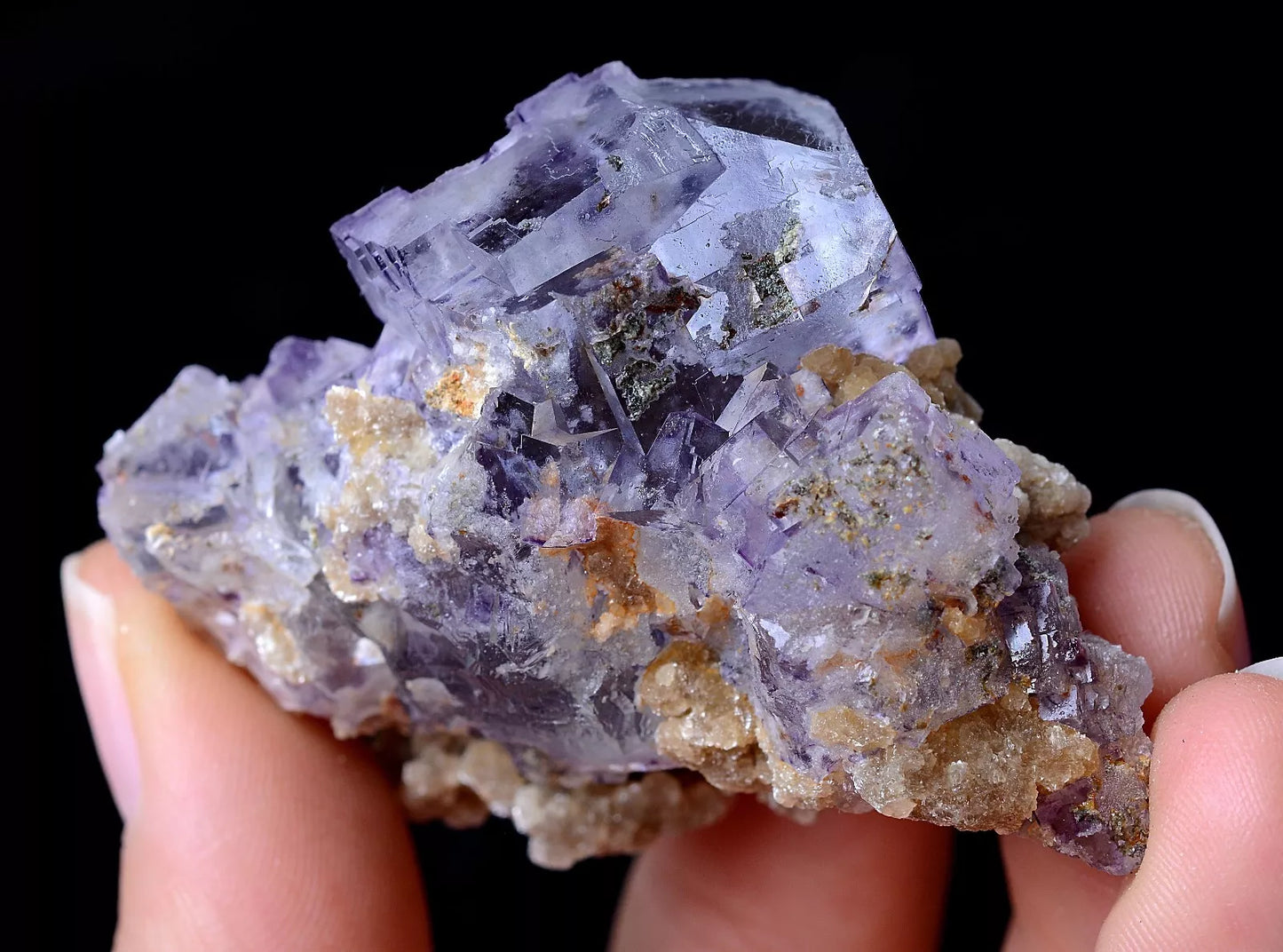 52g YaoGang Xian RARE PURPLE CUBIC FLUORITE & CALCITE SYMBIOTIC MINERAL  SAMPLES