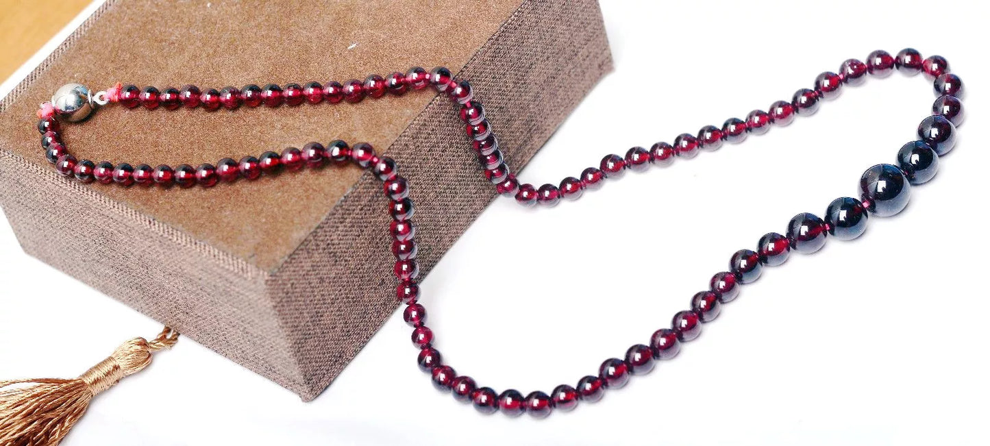 Beautiful Natural Wine Red Garnet Crystal Clear Beads Woman Necklace 4.5-10mm