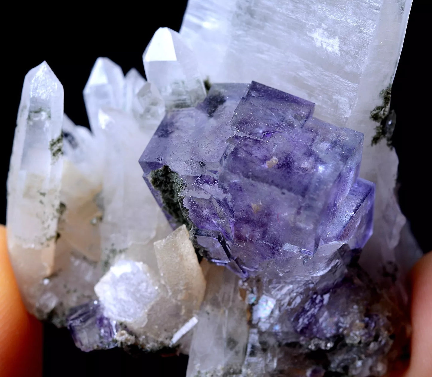 NEWLY DISCOVERED PURPLE FLUORITE & CRYSTAL SYMBIOTIC MINERAL SAMPLES  38.39g