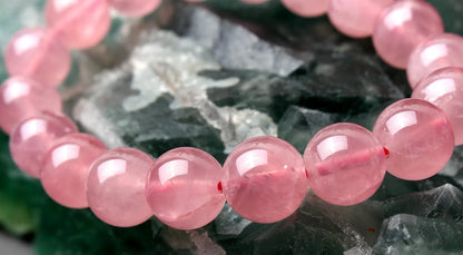 11.5mm Natural Madagascar Rose Quartz Crystal Round Beads Madam Gift  Bracelet