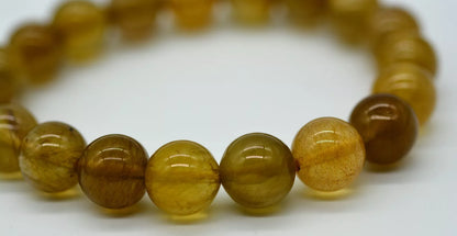 Natural Yellow Rabbit Gold Hair Rutilated Quartz Crystal Bracelet  26.74g