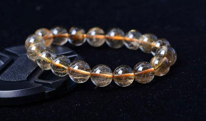 Natural Brazil Gold Hair Rutilated Quartz Beads Wealth Bracelet Men  35.67g