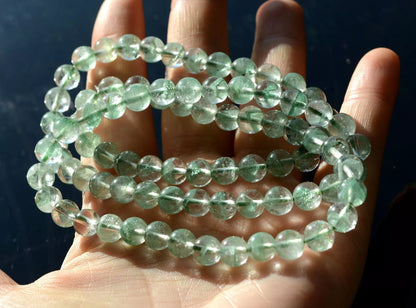 Cure Natural Green Phantom Crystal Ghost Round Beads Men And Women Bracelet