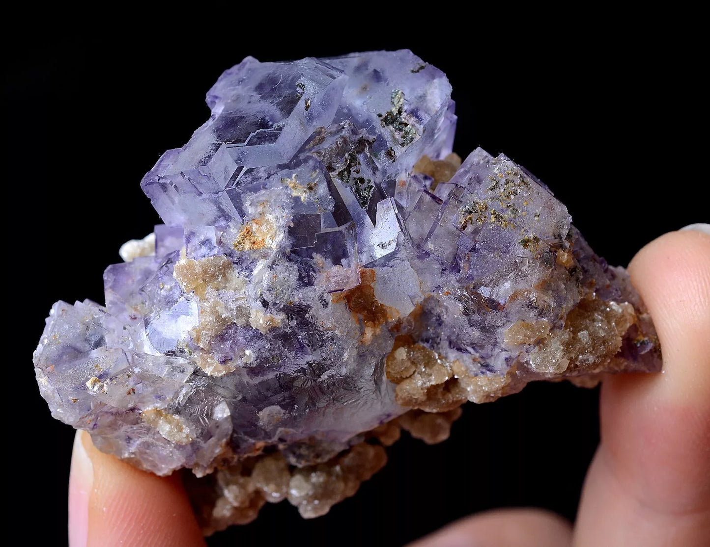 52g YaoGang Xian RARE PURPLE CUBIC FLUORITE & CALCITE SYMBIOTIC MINERAL  SAMPLES