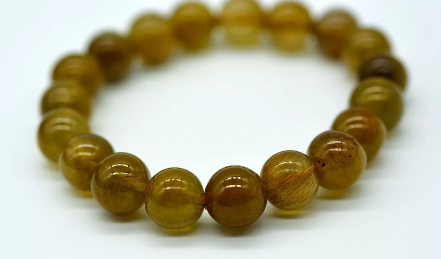 Natural Yellow Rabbit Gold Hair Rutilated Quartz Crystal Bracelet  30.8g