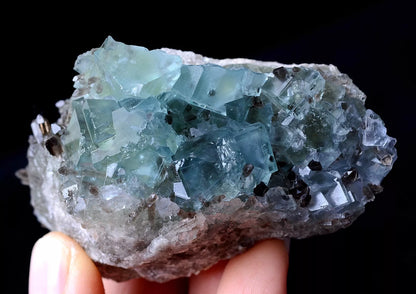 100g Rare Transparent Blue Fluorite & Smoky Quartz Symbiotic Mineral  Specimen