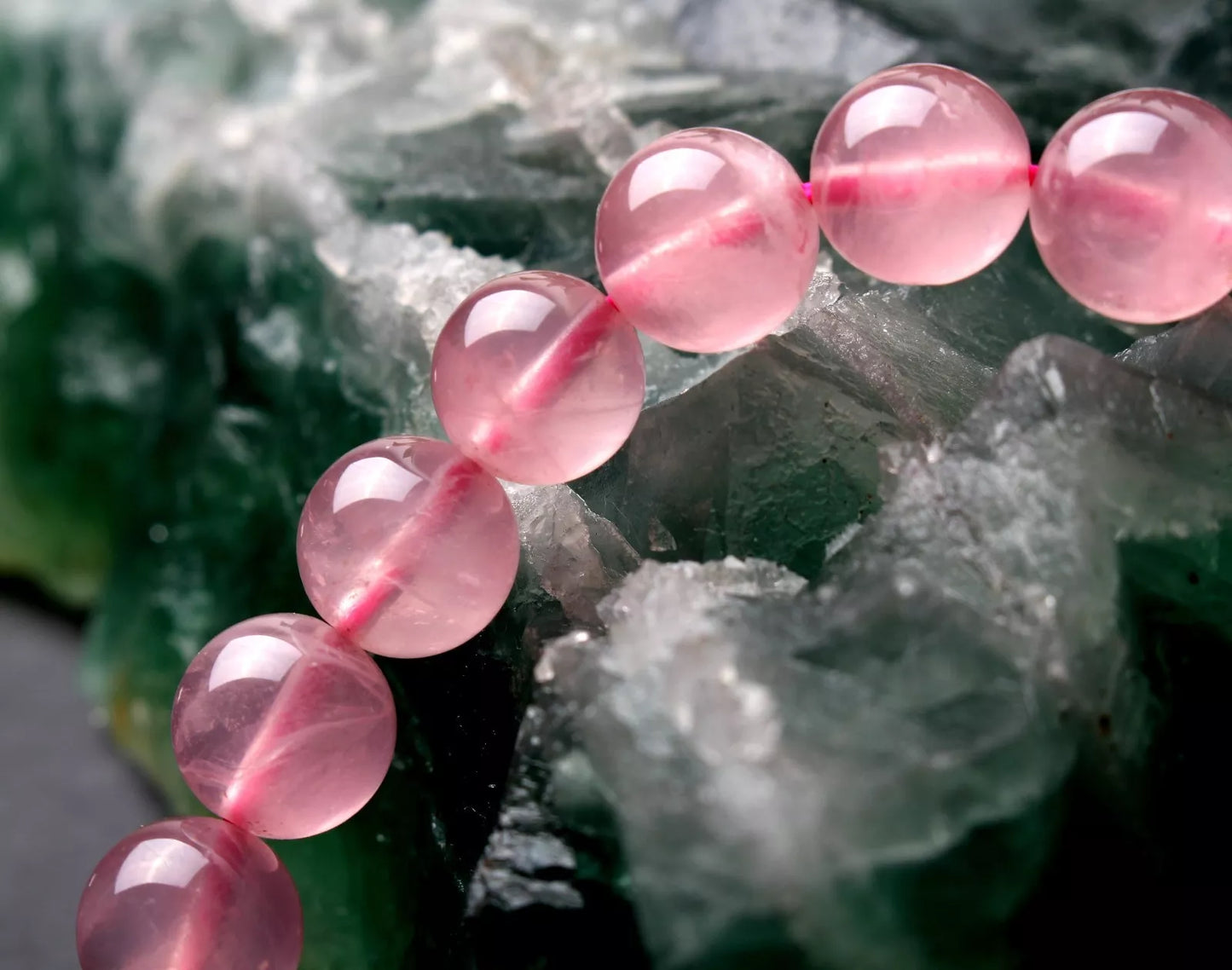 10mm Natural Madagascar Rose Quartz Crystal Round Beads Madam Gift Bracelet