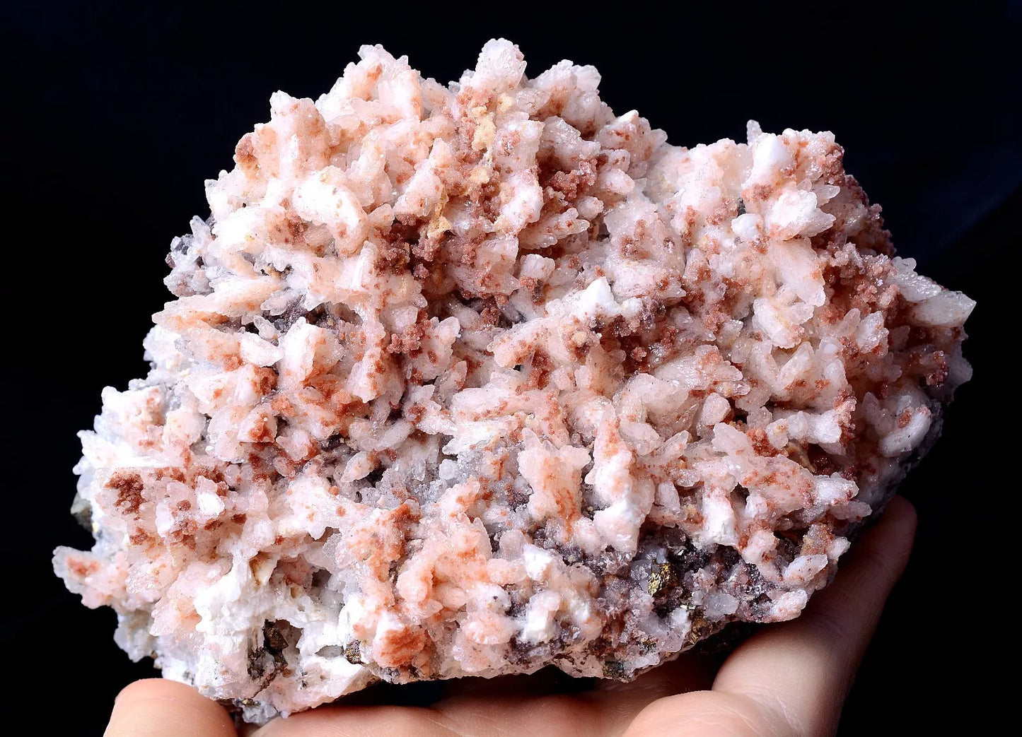 909g China /Newly DISCOVERED RARE RED CALCITE & PYRITE CRYSTAL MINERAL SPECIMEN