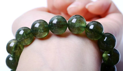 12mm Natural Green Apatite Cat Eye Crystal Round Beads Man & Woman  Bracelet