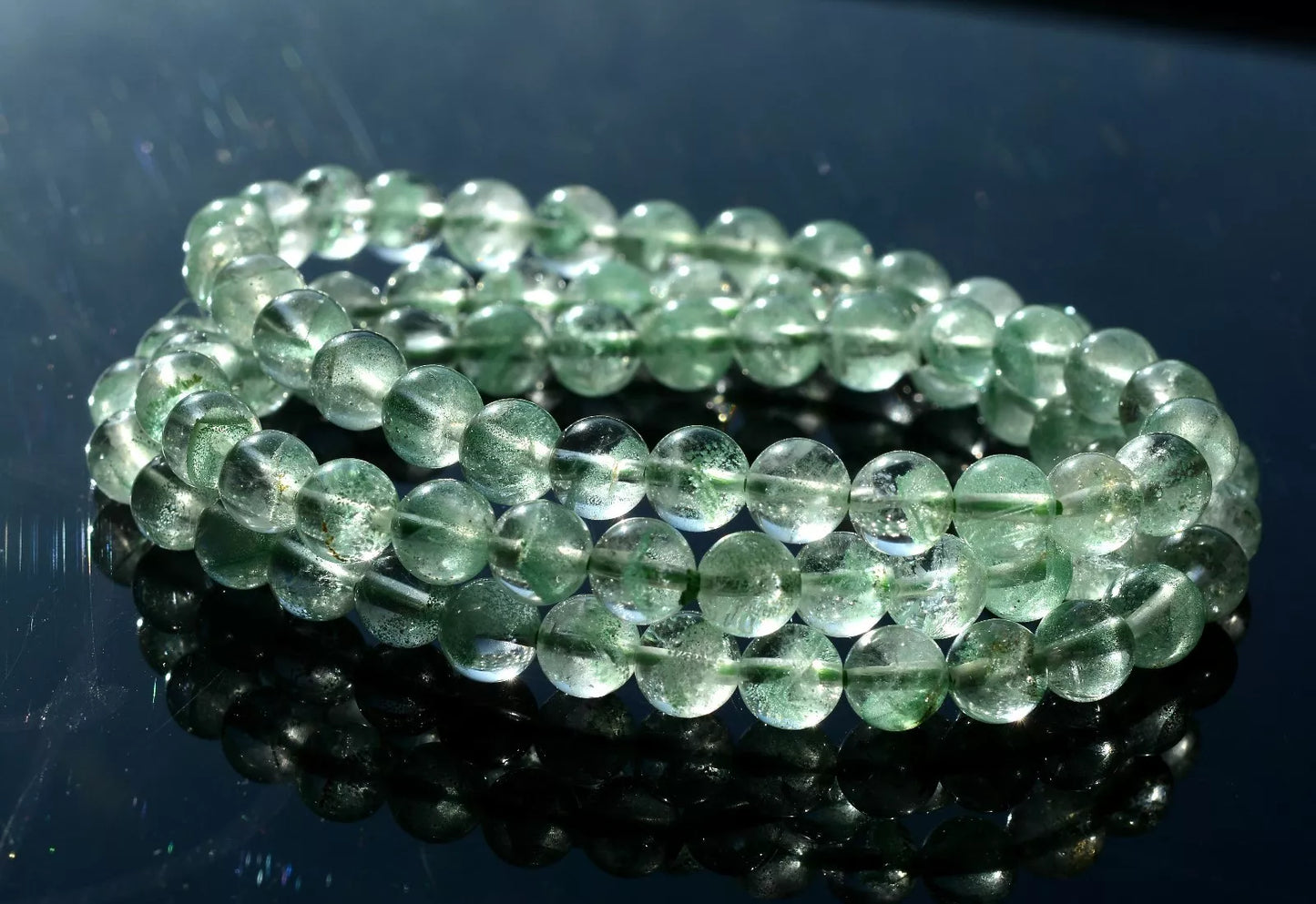 Cure Natural Green Phantom Crystal Ghost Round Beads Men And Women Bracelet