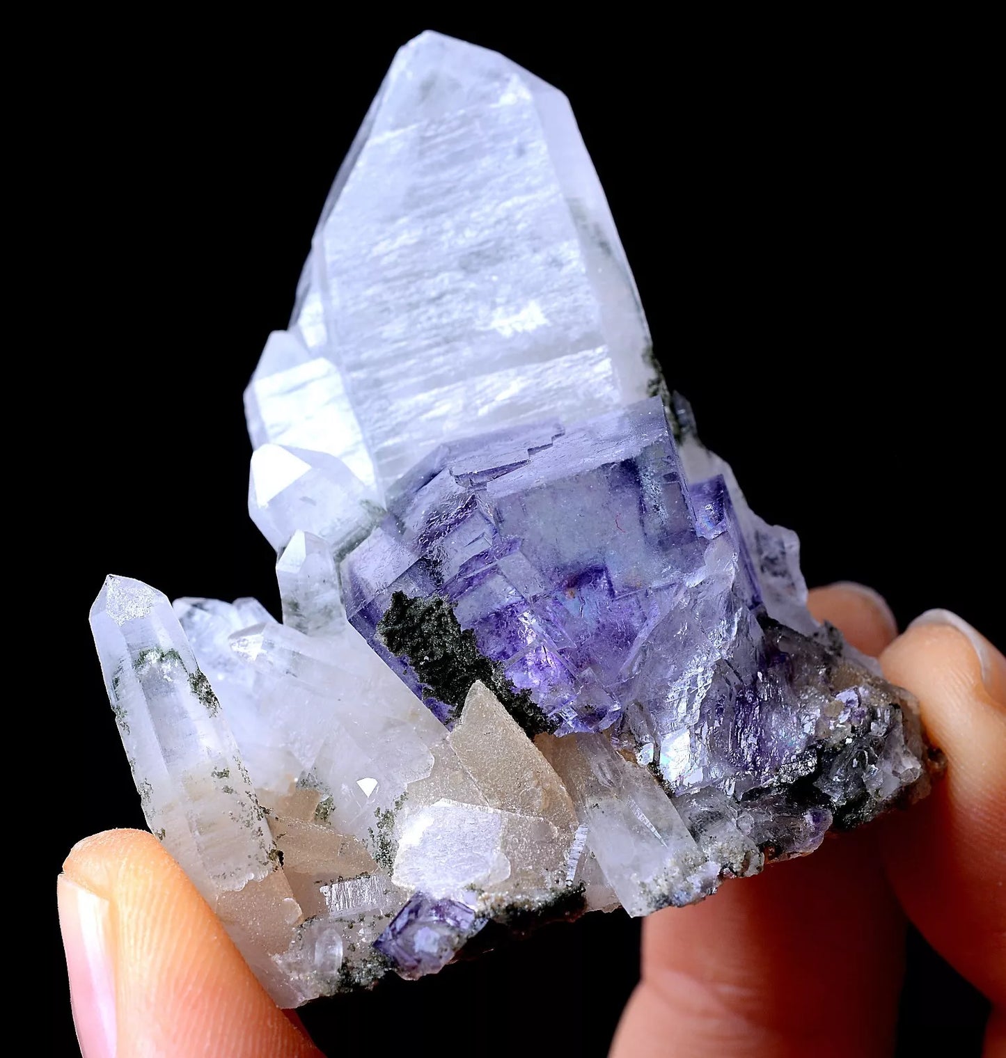 NEWLY DISCOVERED PURPLE FLUORITE & CRYSTAL SYMBIOTIC MINERAL SAMPLES  38.39g