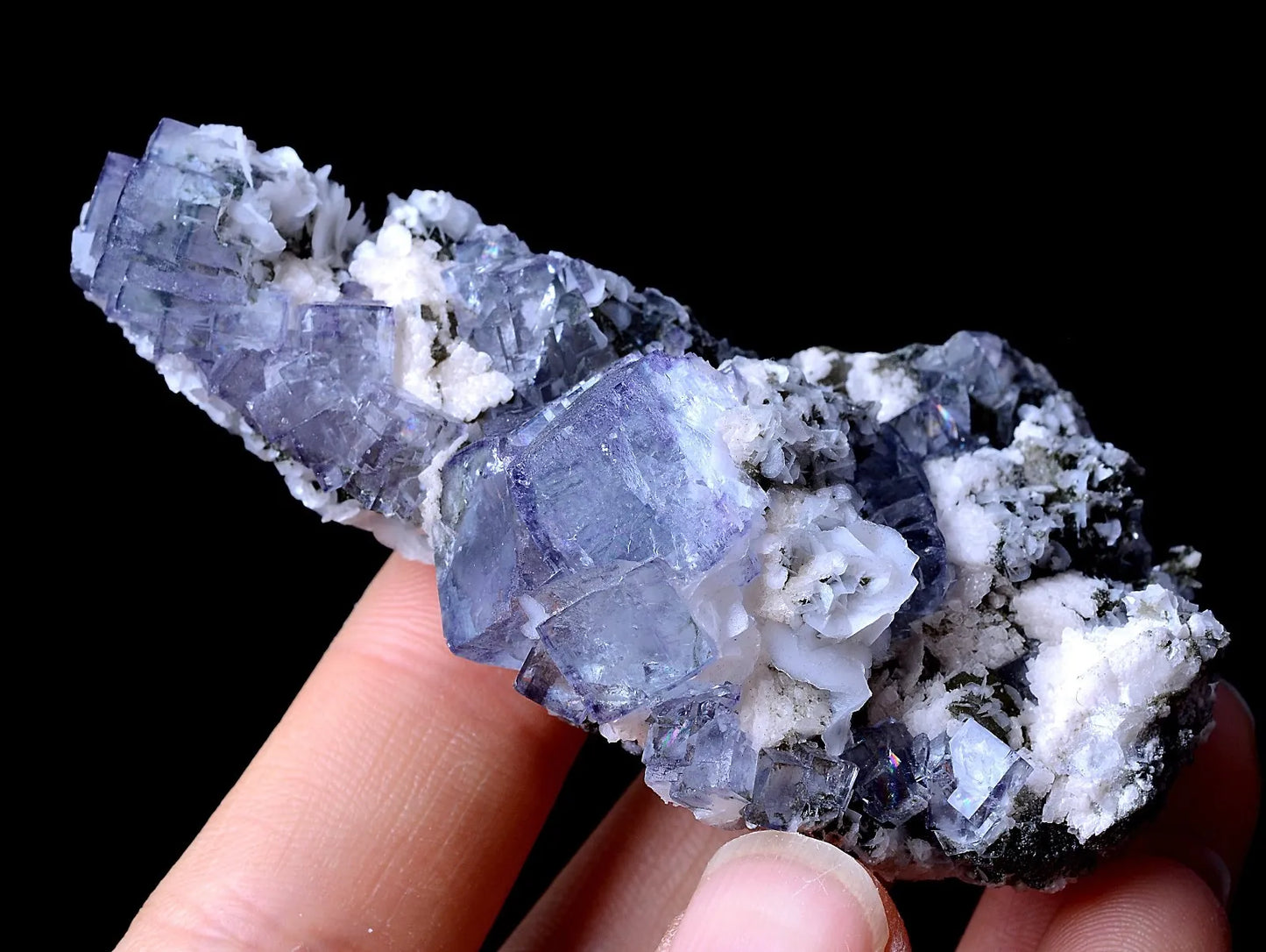 62.83g RARE PURPLE FLUORITE & CALCITE SYMBIOTIC CRYSTAL CLUSTER MINERAL SAMPLES