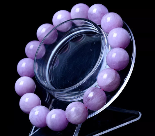 Natural Purple Spodumene Purple Kunzite Cat's Eye Bracelet Round Bead  13mm