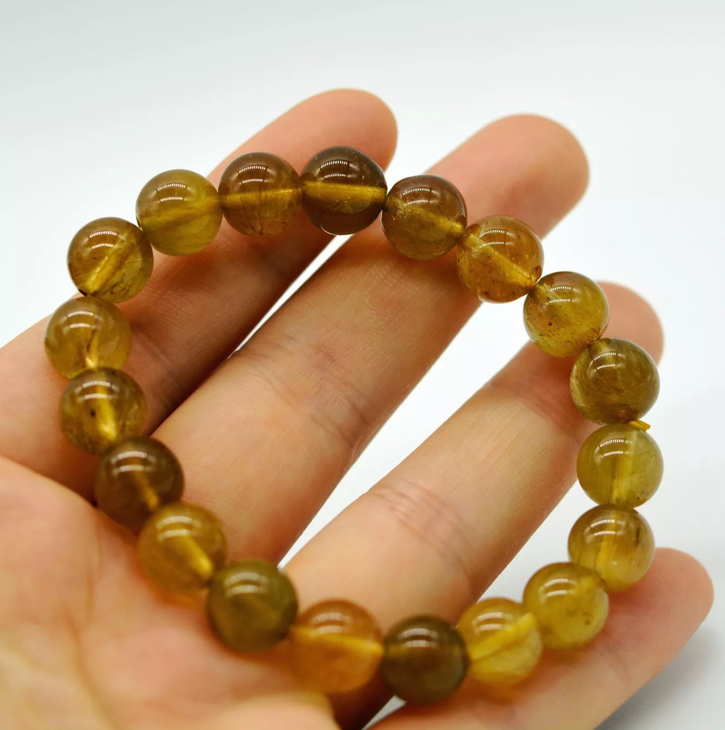 Natural Yellow Rabbit Gold Hair Rutilated Quartz Crystal Bracelet  26.74g