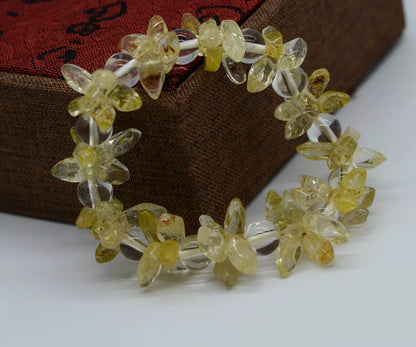 Natural Citrine Quartz Yellow Crystal Marquise Beads Wealth Woman Bracelet