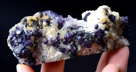 162g  Inner Mongolia New Find Purple Fluorite & Quartz Crystal Mineral Specimen