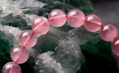 10mm Natural Madagascar Rose Quartz Crystal Round Beads Madam Gift Bracelet