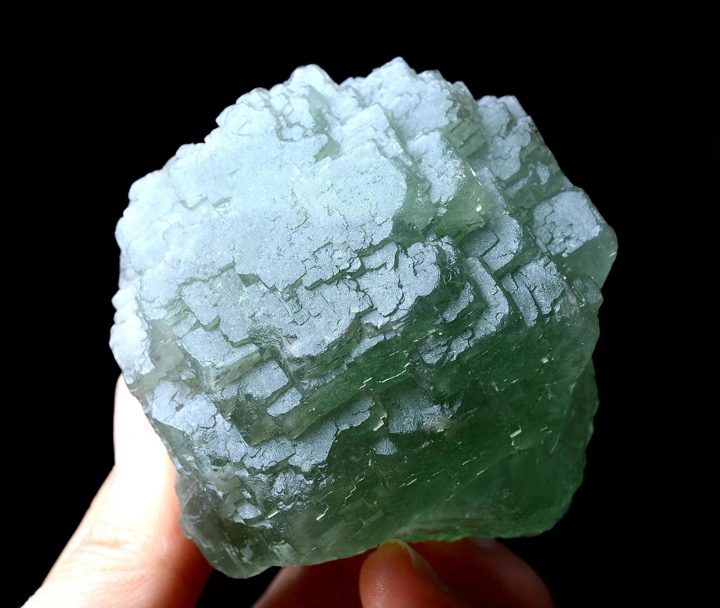 China /Newly DISCOVERED RARE GREEN CUBE FLUORITE CRYSTAL MINERAL SPECIMEN  308g