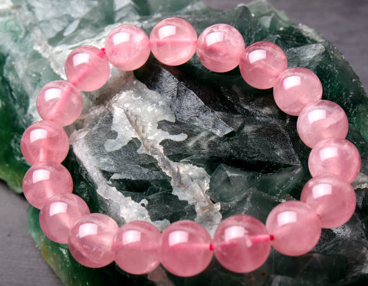 11.5mm Natural Madagascar Rose Quartz Crystal Round Beads Madam Gift  Bracelet