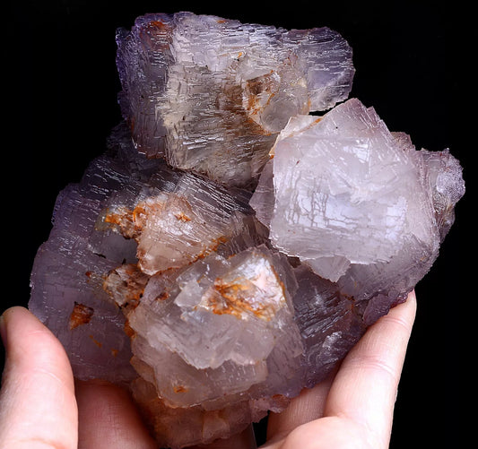 NATURAL PERFECT LADDER-LIKE PURPLE FLUORITE OVERGROWTH MINERAL SPECIMEN 450g