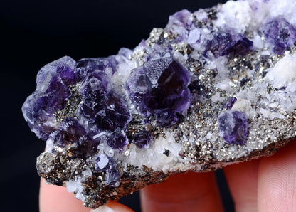 66.35g NEWLY DISCOVERED RARE PURPLE FLUORITE & PYRITE CRYSTAL MINERAL SPECIMEN