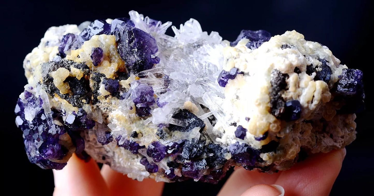 162g  Inner Mongolia New Find Purple Fluorite & Quartz Crystal Mineral Specimen