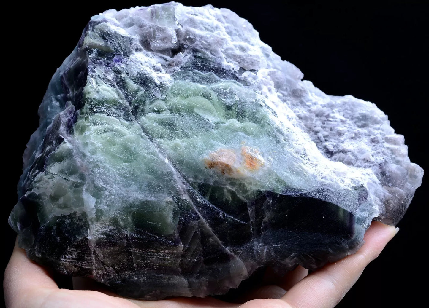 1109g Natural Complete Green Cube & Purple Fluorite Symbiotic Mineral  Specimen