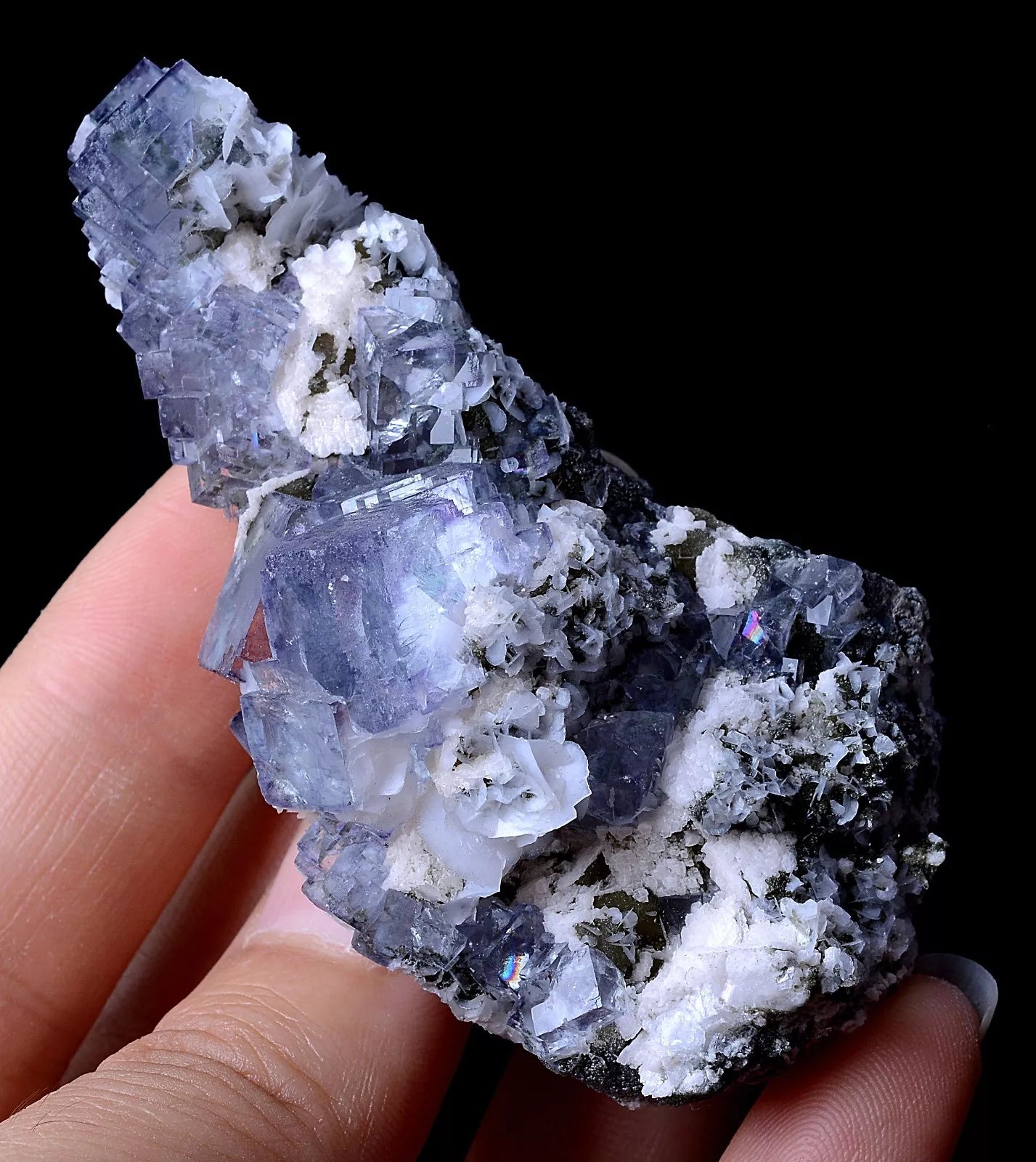 62.83g RARE PURPLE FLUORITE & CALCITE SYMBIOTIC CRYSTAL CLUSTER MINERAL SAMPLES