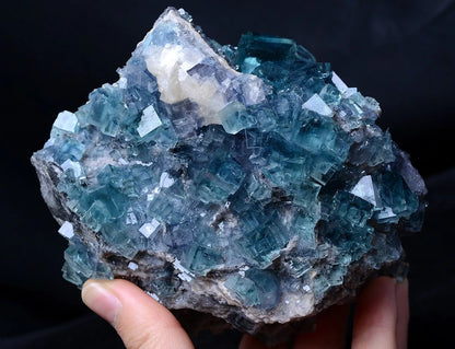 914g Rare Transparent Blue Fluorite Secondary Crystallization Mineral Specimen