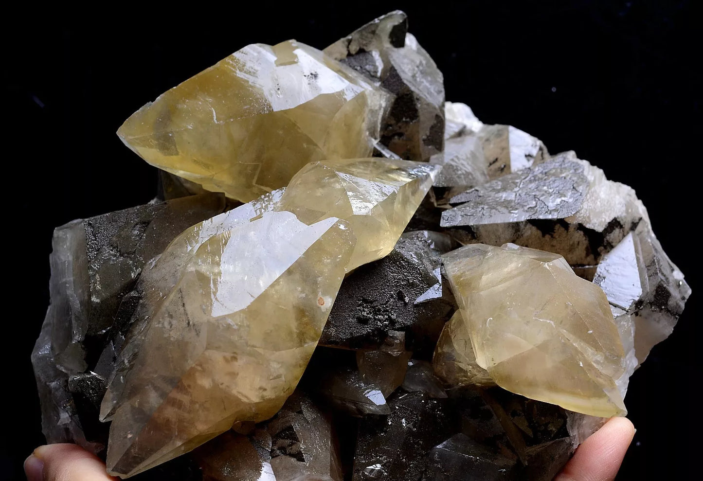 1503gNatural Perfect Dipyramidal Yellow Calcite CLUSTER Mineral Specimen/ China