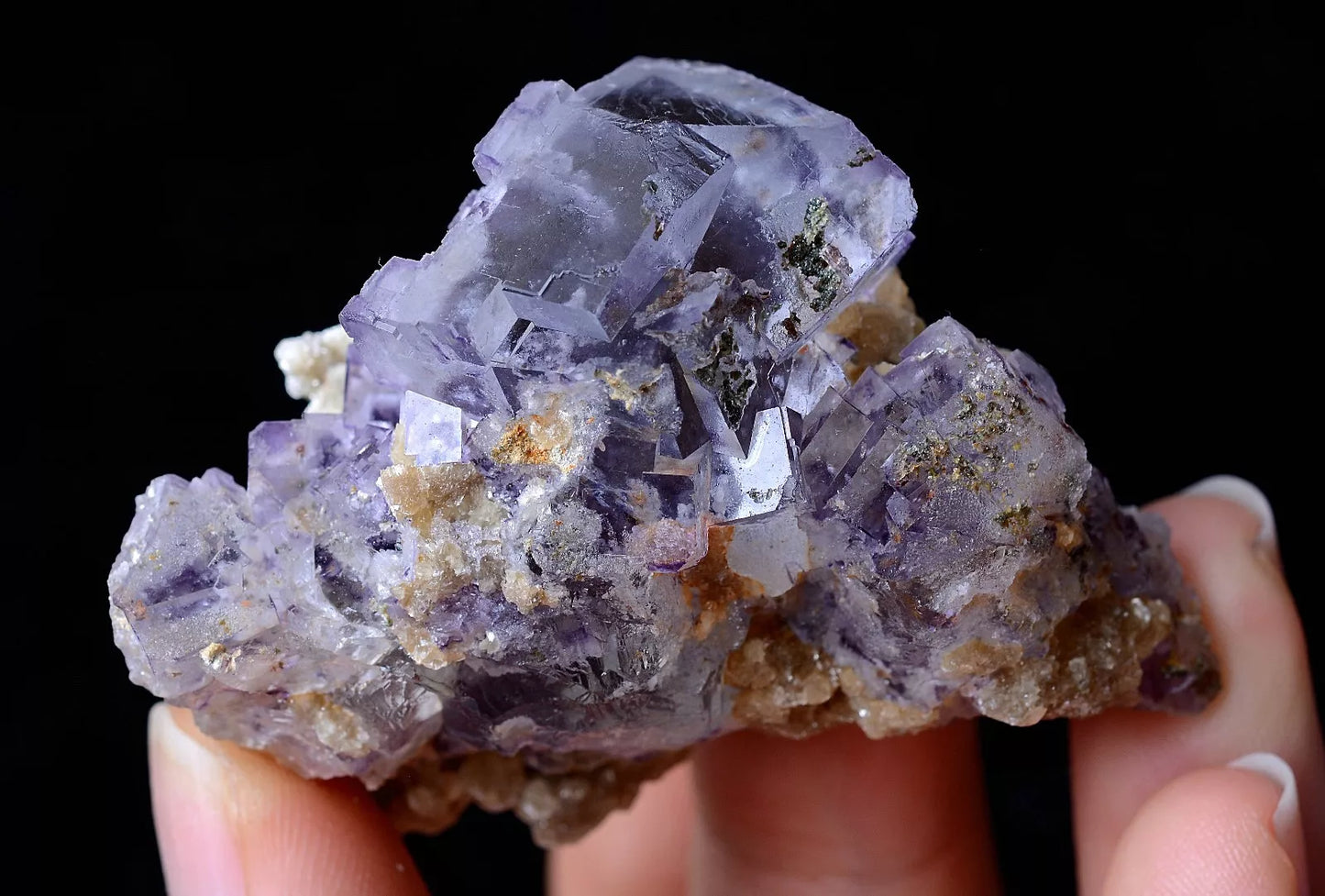 52g YaoGang Xian RARE PURPLE CUBIC FLUORITE & CALCITE SYMBIOTIC MINERAL  SAMPLES