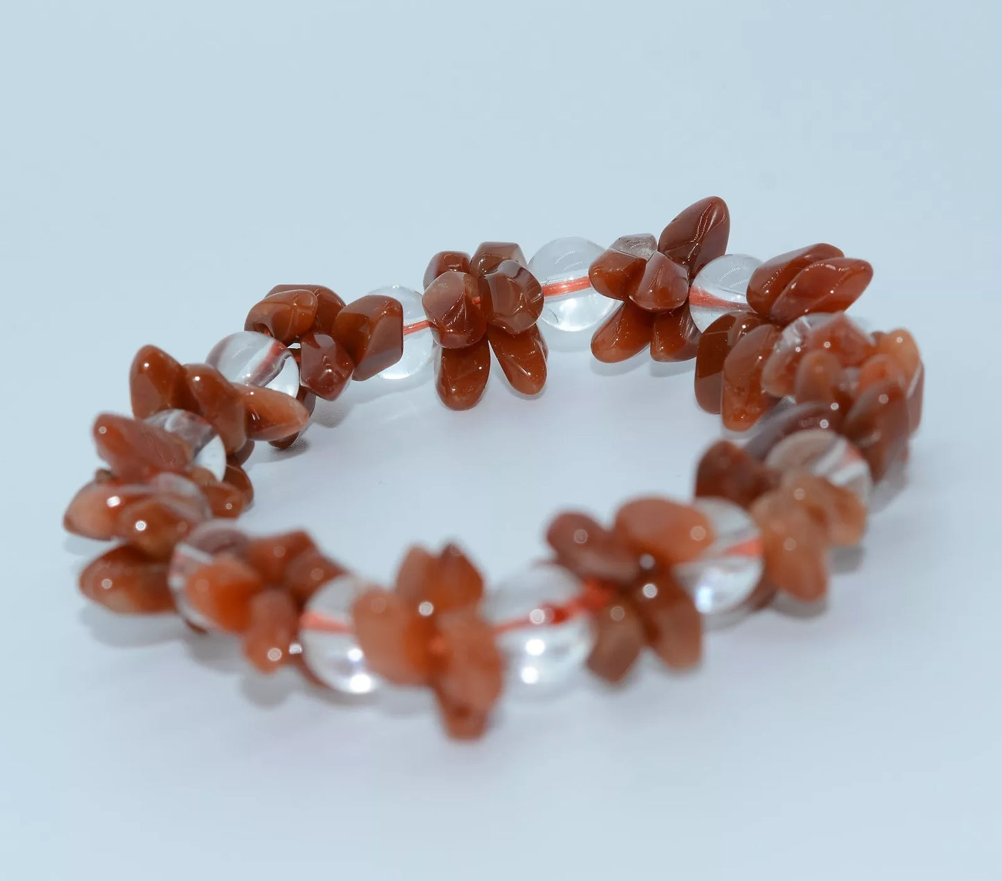 Beautiful Natural Red Quartz Crystal Woman Beads Treatment Bracelet 9.5-10mm