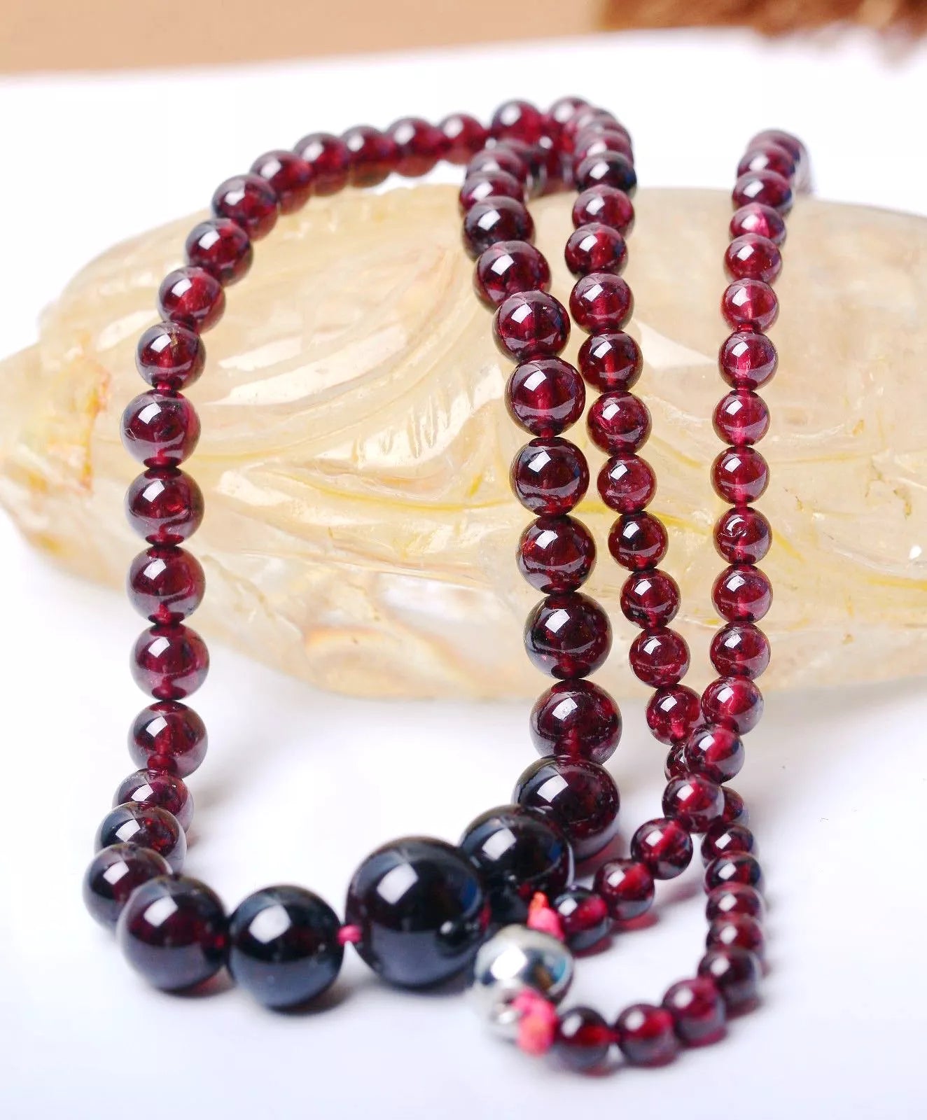 Beautiful Natural Wine Red Garnet Crystal Clear Beads Woman Necklace 4.5-10mm