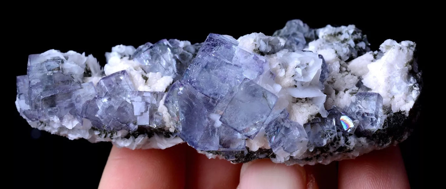 62.83g RARE PURPLE FLUORITE & CALCITE SYMBIOTIC CRYSTAL CLUSTER MINERAL SAMPLES