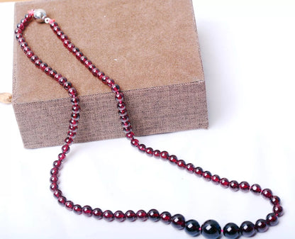 Beautiful Natural Wine Red Garnet Crystal Clear Beads Woman Necklace 4.5-10mm