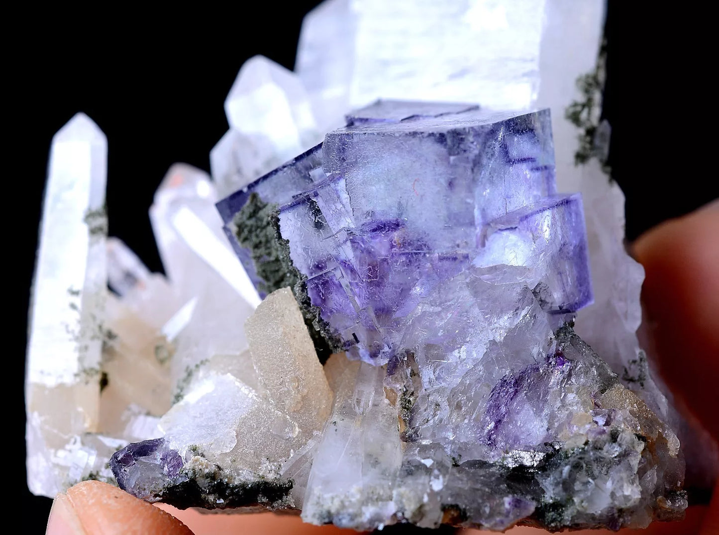 NEWLY DISCOVERED PURPLE FLUORITE & CRYSTAL SYMBIOTIC MINERAL SAMPLES  38.39g