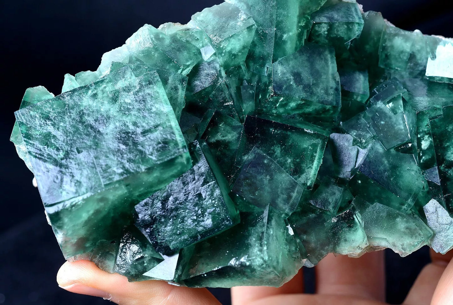 799g NATURAL Beauty Green Cubic FLUORITE Crystal Cluster Mineral Specimen