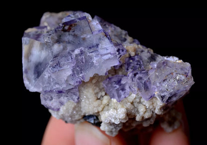 52g YaoGang Xian RARE PURPLE CUBIC FLUORITE & CALCITE SYMBIOTIC MINERAL  SAMPLES