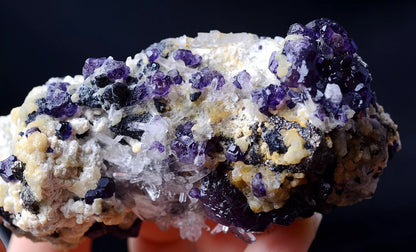 162g  Inner Mongolia New Find Purple Fluorite & Quartz Crystal Mineral Specimen