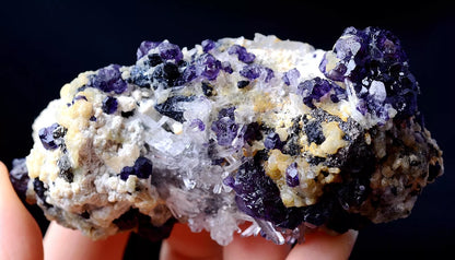 162g  Inner Mongolia New Find Purple Fluorite & Quartz Crystal Mineral Specimen