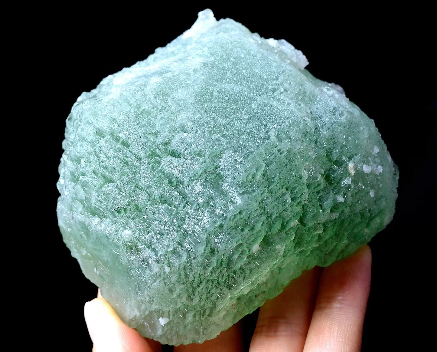 NATURAL RARE GREEN CUBE LADDER-LIKE FLUORITE CRYSTAL MINERAL SPECIMEN  593g