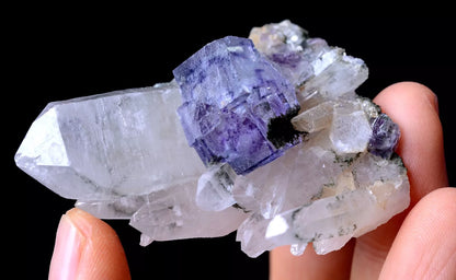 NEWLY DISCOVERED PURPLE FLUORITE & CRYSTAL SYMBIOTIC MINERAL SAMPLES  38.39g