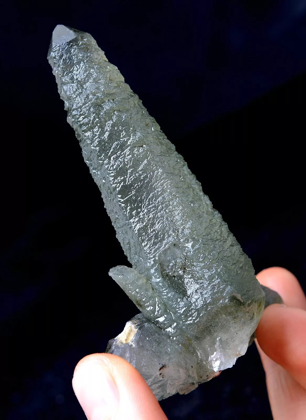 77.79gNATURAL Skeletal Elestial Green QUARTZ Crystal & CALCITE Mineral Specimen